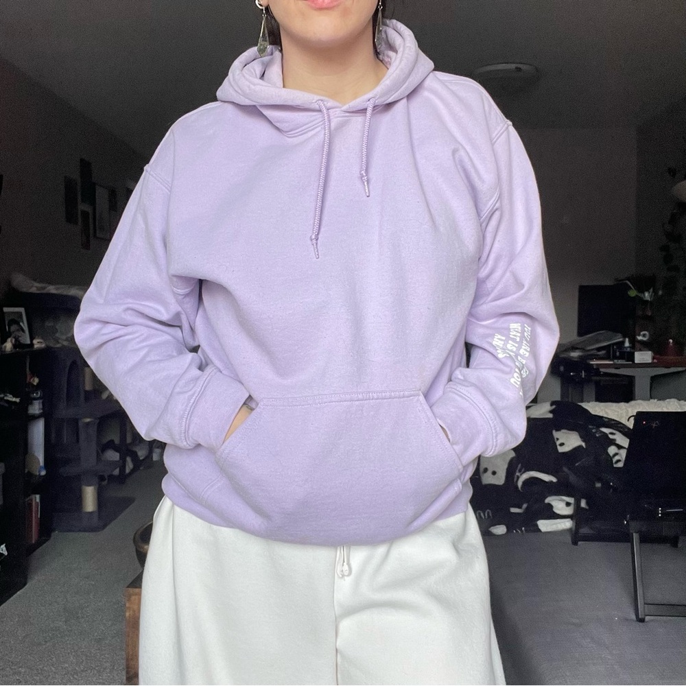 Positive pastel purple hoodie
